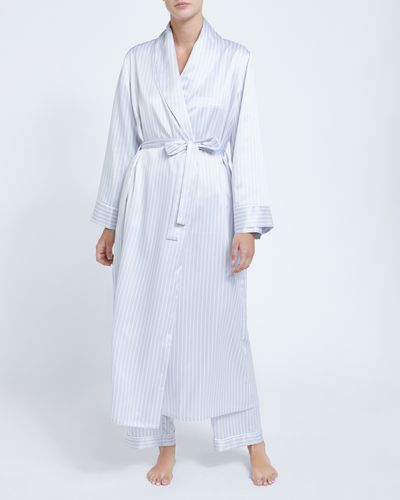 Francis Brennan the Collection Grey Stripe Satin Robe